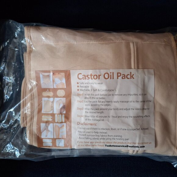 NEW Castor Oil Pack Wrap 9 Pcs -Reusable Hot/Cold Therapy Kit for Neck Back Knee - Picture 2 of 8